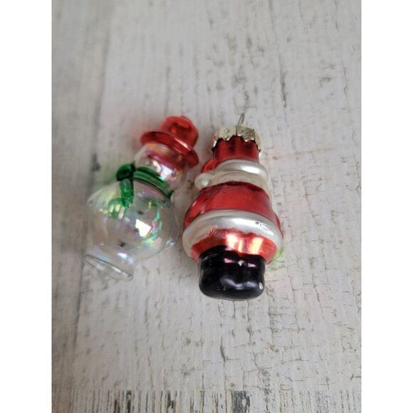 Mini snowman Santa Claus blown glass ornament Xmas set - Picture 6 of 7
